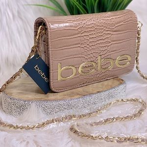 Bebe Fabiola Stamped Croco Crossbody Purse